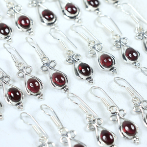 Top Selling 925 Sterling Silver Plated Three-Stone Teardrop Dangle <b>Earrings</b> Natural <b>Red</b> Gemstone Artisan Jewelry for Wholesale - Product Image 3