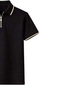 เสื้อยืดโปโลแขนสั้นแบบสวมใส่สบาย คอปกซิป ผ้าถัก สปอร์ตแวร์ เสื้อคลุมฤดูร้อน เสื้อโปโลซิป 1/4 - Product Image 3
