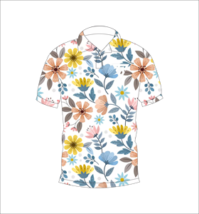 Camiseta Polo Personalizada con Estampado Floral Multicolor Blanco, Manga Corta, Transpirable, Informal, Uniforme de Golf para Hombre - Product Image 4
