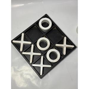 Jeu de Tic-Tac-Toe en Bois Noir et Blanc, Jeu de Société d'Intérieur, Jeu Artistique Fait Main en Bois, Décoration de Table, Divertissement - Product Image 3