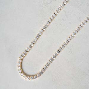 Luxury 18K Gold Plated Diamond Tennis <b>Chain</b> Necklace Round Brilliant Cut Bezel Setting Unisex Everyday Wear <b>Snake</b> <b>Chain</b> - Product Image 3