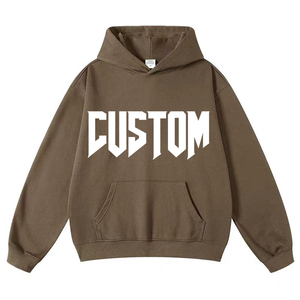 เสื้อฮู้ดพิมพ์ลายตามสั่ง เนื้อผ้าระบายอากาศ 370 กรัม ทรงโอเวอร์ไซส์สำหรับผู้ชาย ผ้าฝ้ายเฟรนช์เทอร์รี่ สวมใส่สบายในฤดูหนาว มีกระเป๋าโลโก้ด้านหน้า - Product Image 4