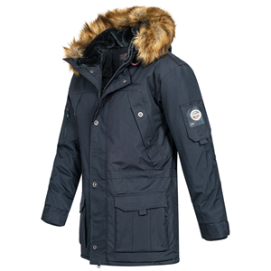 Men's Winter Waterproof Knitted Stand Parka Jacket Fur Hood Windproof Thick Quilted Long Sleeve Solid Color Casual Outwear OEM - Product Image 3