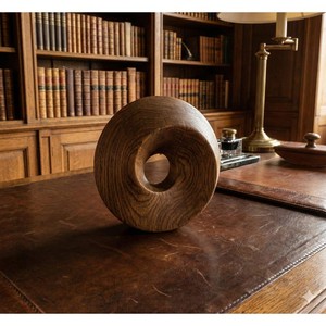 Modernist Abstract <b>Wooden</b> Ring Sculpture Carved <b>Circular</b> Torus Tabletop Decor Art Ornament for Living Room - Product Image 5