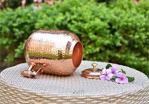 Distributeur d'eau en cuivre martelé pour l'extérieur, conteneur de boissons froides avec couvercle et robinet - Product Image 5