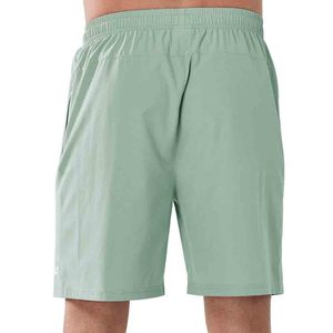 Men's Solid Green Quick Dry Bermuda Shorts <b>Elastic</b> Waist Zipper Pocket Casual Workout Running Shorts - Product Image 3