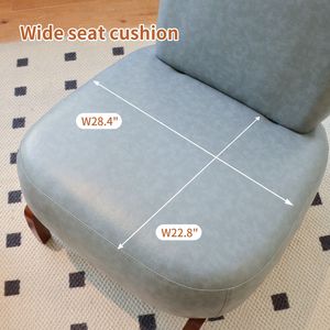 Cozy <b>Comfy</b> Armless Faux Leather Accent <b>Chair</b> with Soft Cushion Solid Wood Legs for Living Room and Bedroom - Product Image 3
