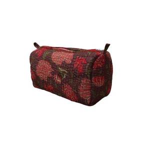 Sac de voyage matelassé en coton, grand format, résistant à l'eau, imprimé floral, avec fermeture éclair à pompon, design personnalisé, écologique, pour toilette, beauté et maquillage - Product Image 4