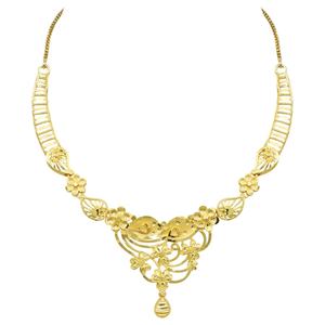 สร้อยคอทองเหลืองชุบทอง 14K 18K 24K แบบสั้น ดีไซน์ดอกไม้แบบดั้งเดิม ชุดเครื่องประดับแฟชั่น ขายส่ง - Product Image 5
