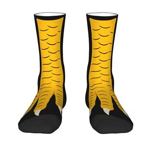 Black Crew <b>Socks</b> with Yellow Dragon Claw Print Breathable Knitted Spandex Material Sweat-Absorbent Summer Basketball for Adults - Product Image 2