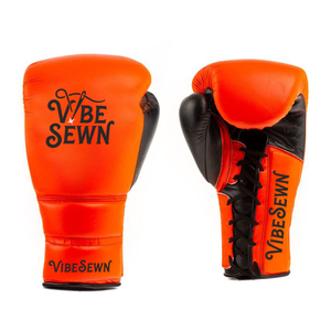 Gants de boxe professionnels personnalisés avec logo, 14/10/16 oz, en cuir, pour entraînement de kickboxing et Sanda, protection UV, fermeture à lacets au poignet - Product Image 4