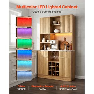 ตู้เก็บไวน์ทันสมัยพร้อมบาร์กาแฟ ชั้นวางขวด 9 ช่อง ไฟ LED และแท่นชาร์จ - Product Image 5
