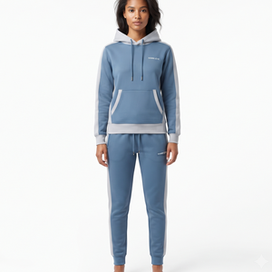 Custom Logo Women's Casual Hooded <b>Polyester</b> <b>Tracksuit</b> Regular Fit Two Tone Jogger Set Full Sleeve Winter Activewear - Product Image 5