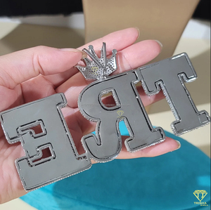 Collier pendentif lettre « TRE » en moissanite de luxe, bijoux hip hop en argent pour hommes et femmes - Product Image 5