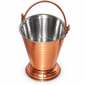 Cubo de Hielo de Cobre Martillado, Recipiente Redondo de Acero Inoxidable para Bebidas con Asa para Hogar, Bar y Hotel - Product Image 5