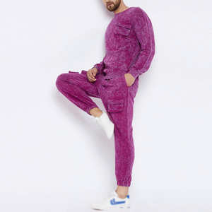 Ensemble de survêtement personnalisé à capuche et pantalon évasé délavé à l'acide pour homme, 100 % coton, streetwear, sérigraphie, hiver - Product Image 4