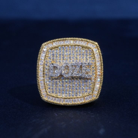 Bague personnalisée Hip Hop avec nom gravé, en argent sterling, forme carrée, avec diamants, pour homme et femme, cadeau de mariage