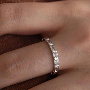 925 Sterling <b>Silver</b> Gold Adjustable Lab Grown Diamond <b>Statement</b> <b>Ring</b> Stylish Fine Jewelry Elegant Gift for Women - Product Image 5