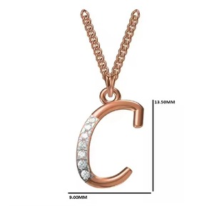 Pendentif Lettre C en Moissanite Plaqué Argent 925, Minimaliste, pour Usage Quotidien, Unisexe, Sertissage Canal - Product Image 2