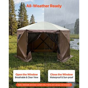 Pareti Laterali per Gazebo 5.67 x 4.85 ft con 1 Porta con Cerniera e 2 Finestre, Accessori per Tenda Impermeabile e Protezione Solare - Product Image 4