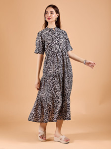 Nuevo Vestido Midi Casual Elegante de Verano para Mujer con Estampado Digital Animal, Mangas Acampanadas de Gasa y Cintura Natural - El Mejor Vestido - Product Image 3