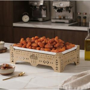 ถาดเสิร์ฟโลหะดีไซน์กลางศตวรรษ สำหรับใส่ถั่ว ขนมหวาน และผลไม้อบแห้ง ใช้สำหรับโต๊ะอาหาร ของใช้ในบ้าน สำหรับเทศกาลอีดและรอมฎอน - Product Image 6