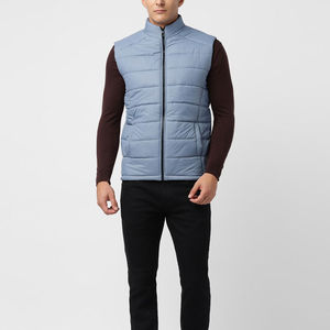 New Arrival Men's Puffer Vest Jacket Canvas Eco-Friendly Reversible Waterproof Stand Collar <b>Quilted</b> Warm Autumn <b>Waistcoat</b> - Product Image 2