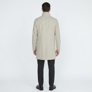 Manteau long à col montant pour homme, veste d'hiver chaude, vêtement d'extérieur décontracté et formel avec fermeture à boutons sur le devant et poches latérales - Product Image 3
