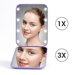 1X/3X Magnification LED <b>Compact</b> Travel Makeup <b>Mirror</b> Pocket 2-Sided Portable Folding Handheld Light Purse - Product Image 5