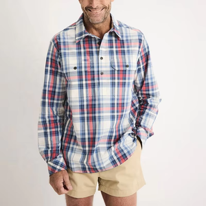 Chemise en flanelle à carreaux en coton avec logo personnalisé, chemise de travail à manches longues pour homme, chemise boutonnée - Product Image 1