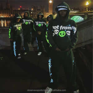 Vente chaude Survêtement streetwear d'hiver Ensemble unisexe Vêtements de sport pour femmes Sweat-shirt à capuche Deux pièces Vente en gros 100% coton Poids lourd - Product Image 5