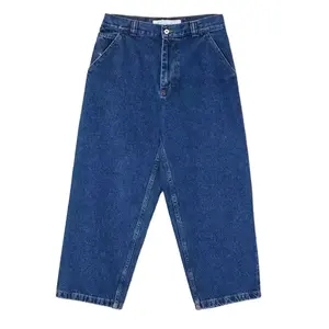 Custom 2024 Blue Boys Wide Leg Pants Baggy Fit Stacked Denim Jeans Street Wear Casual Black Big Loose Skater Jeans