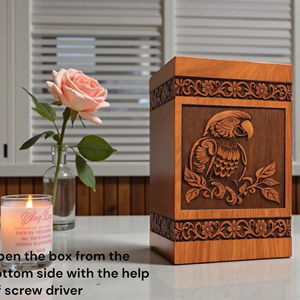 Wooden Urn with Decorative Lid for Ashes Classic Wooden Cremation Urn with Natural Finish by AYAANS - Product Image 4