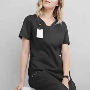 Ensemble de blouses et pantalons de travail médicaux en coton satiné à manches courtes, respirant, pour hôpital, infirmières, unisexe - Product Image 6