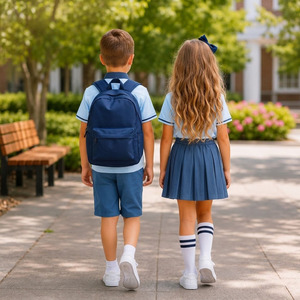Ensemble d'uniformes scolaires unisexes pour enfants en tissu tricoté poly-coton de haute qualité avec logo brodé détectable par aiguille - Product Image 2