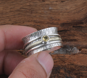 Luxury Natural Citrine <b>Spinner</b> Wedding <b>Ring</b> Elegant 925 Sterling Silver Gold Plated Meditation Band High-Quality <b>Spinner</b> <b>Ring</b> - Product Image 4