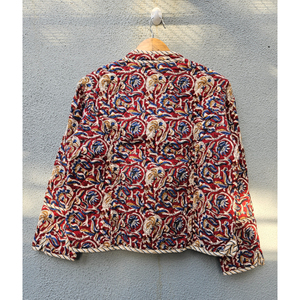 Vintage Hand Block Printed <b>Kantha</b> Quilted Cotton <b>Jacket</b> Soft Breathable Drawstring Full Sleeve <b>Jacket</b> for Women gift for her - Product Image 6