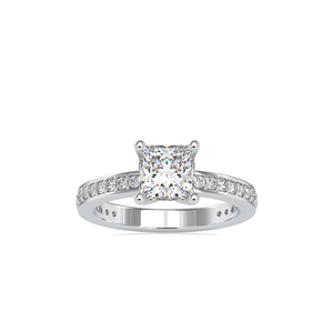 แหวนหมั้นเพชรโมอิสซาไนต์ทรงเจ้าหญิง 4 ขา ตัวเรือนเงินแท้ S925 สวยงาม - Product Image 1
