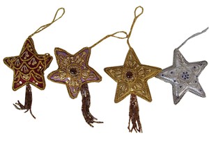 Indian Handmade Zari Acrylic Square Christmas <b>Star</b> <b>Hanging</b> Ornament High Quality Embroidered Full Color Premium Decoration - Product Image 3