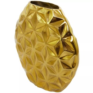 Modern <b>Gold</b> Geometric <b>Vase</b> 13.85 In Width 12.90 In Height Decorative Art Piece - Product Image 4