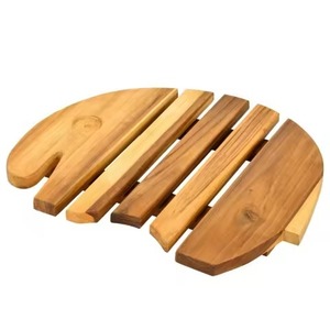Trivets natural olive wood grain round parallel slat design heat insulation base pad for <b>table</b> <b>protection</b> trivets <b>Table</b> Decor - Product Image 3