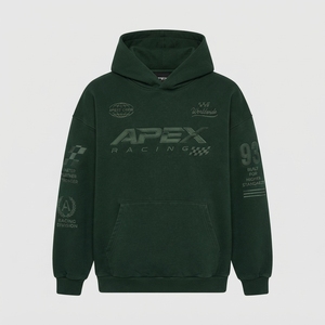 Sudadera con Capucha Verde Oscuro para Hombre, Estilo Racing, Oversize, Streetwear, con Estampado Gráfico de Motorsport, para Uso Diario Informal - Product Image 2