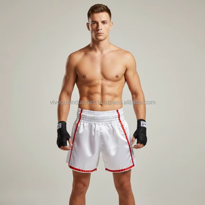 กางเกงมวยไทยคุณภาพสูง ระบายอากาศได้ดี ผลิตจากโพลีเอสเตอร์ 100% น้ำหนัก 220 กรัม สำหรับทั้งชายและหญิง รับสั่งทำลายพิมพ์แบบซับลิเมชั่น ออกแบบเองได้ - Product Image 1