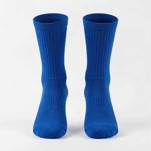 Blue Crew <b>Socks</b> Solid Color Knitted Breathable Daily Wear Adult Regular Style - Product Image 1