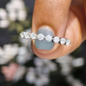 18K White Gold Round Cut Moissanite Half Eternity <b>Wedding</b> Band Floating <b>Bubble</b> Prong Setting for Engagement or <b>Wedding</b> Gift - Product Image 3