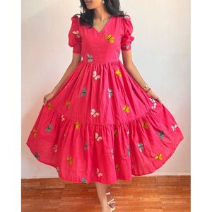 DESIGNER FIL DE COTON ROBE DE TRAVAIL ROSE - Product Image 1