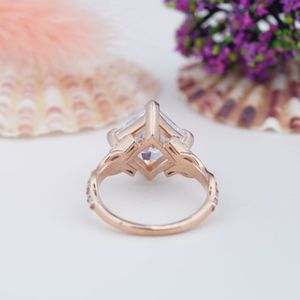 925 Sterling Silver Kite Cut Natural Lavender <b>Quartz</b> Jewelry Rose Gold Plating Natural Lavender <b>Quartz</b> <b>Ring</b> - Product Image 4