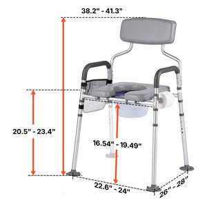 Sedia Comoda da Comodino 4-in-1 Portatile con Capacità di 227 kg, Sedile Rialzato per WC, Schienale Leggero Imbottito Rimovibile - Product Image 4
