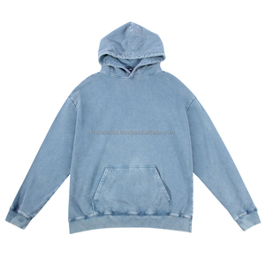 Sweat à capuche vintage pour homme 100% coton lavé, écologique, streetwear de haute qualité, broderie de logo personnalisée, hiver, XS, vente en gros - Product Image 2