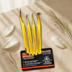 Ensemble de pinces à cils pour extensions de cils, finition dorée, pinces à cils à pointe en fibre, fournitures et outils pour extensions de cils - Product Image 4